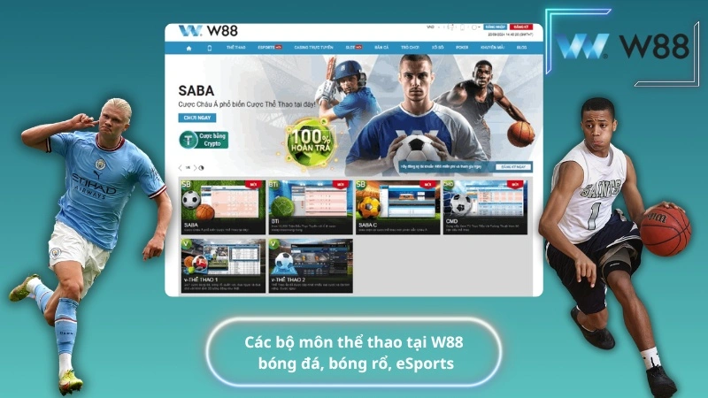 Các bộ môn thể thao tại W88: bóng đá, bóng rổ, eSports
