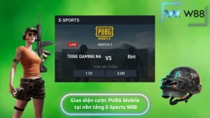 Giao diện cược PUBG Mobile tại nền tảng E-Sports W88