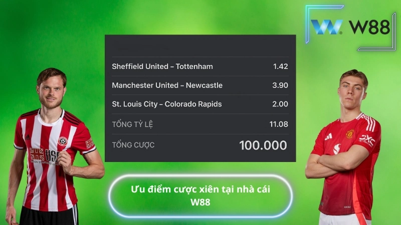 Ưu điểm cược xiên tại nhà cái W88